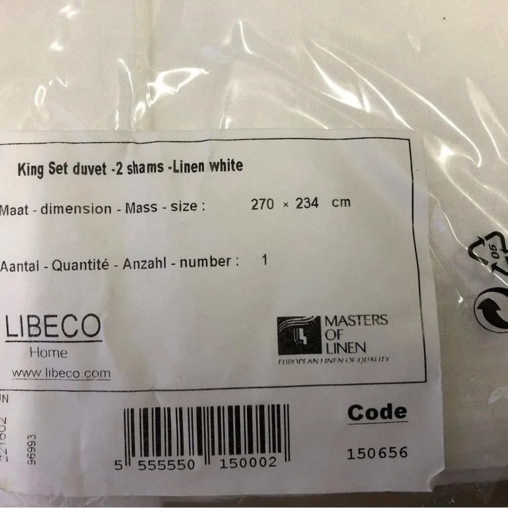Libeco Home King Duvet Cover 4 King Shams White Belgian Linen 5 Piece Set
